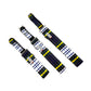 Threeplaid dog collars with metal buckles on a white background