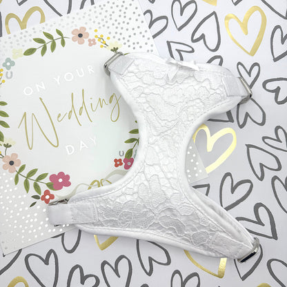 White Bridal Lace Wedding Dog Harness