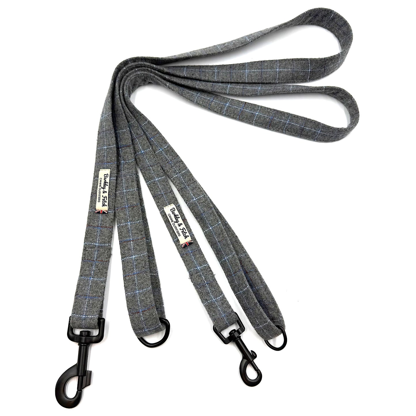 Grey Windowpane Check Dog Lead
