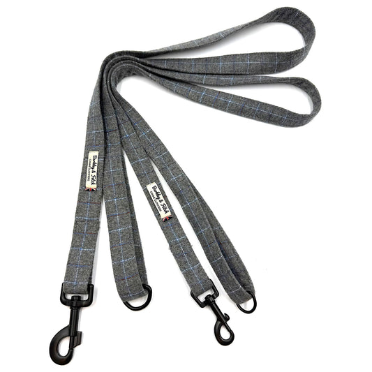 Grey Windowpane Check Dog Lead
