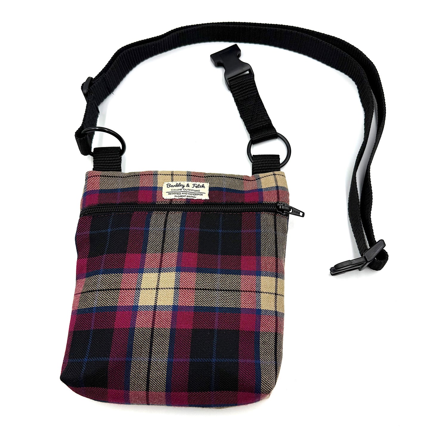 Wine Tartan Dog Walk and Treat Bag