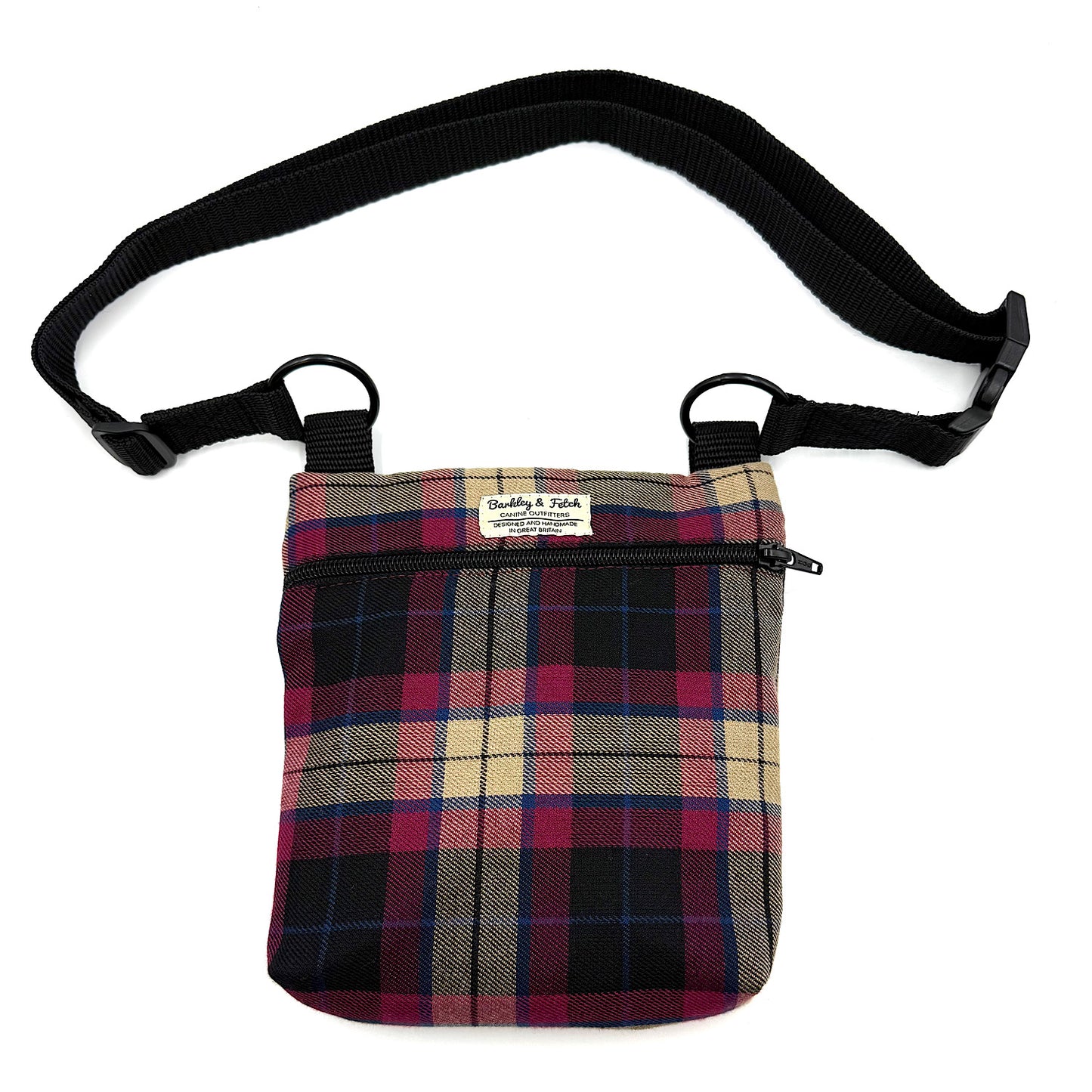 Wine Tartan Dog Walk and Treat Bag