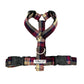 Plaid dog harness and collar set with visible brand label on a white background handmade in the UK by Barkley And Fetch