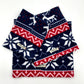 Stack of blue and red patterned fabric dog snoods with  'Barkley and fetch' branding on a white background