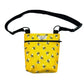 Yellow bag with bee pattern and black strap on a white background handmade by barkley and fetch uk
