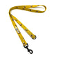 Yellow dog leash with bee pattern on a white background