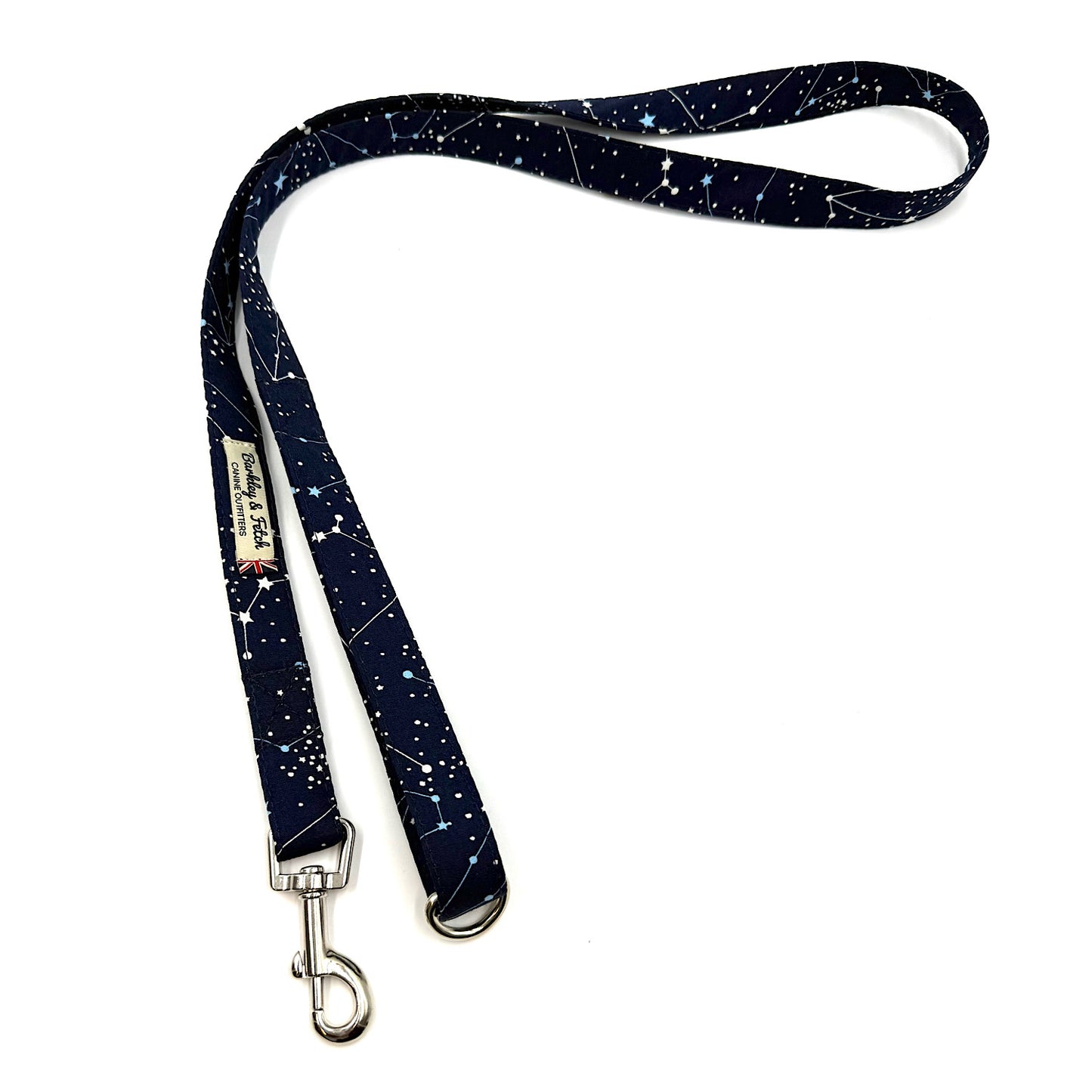 Dog leash with starry night pattern on a white background