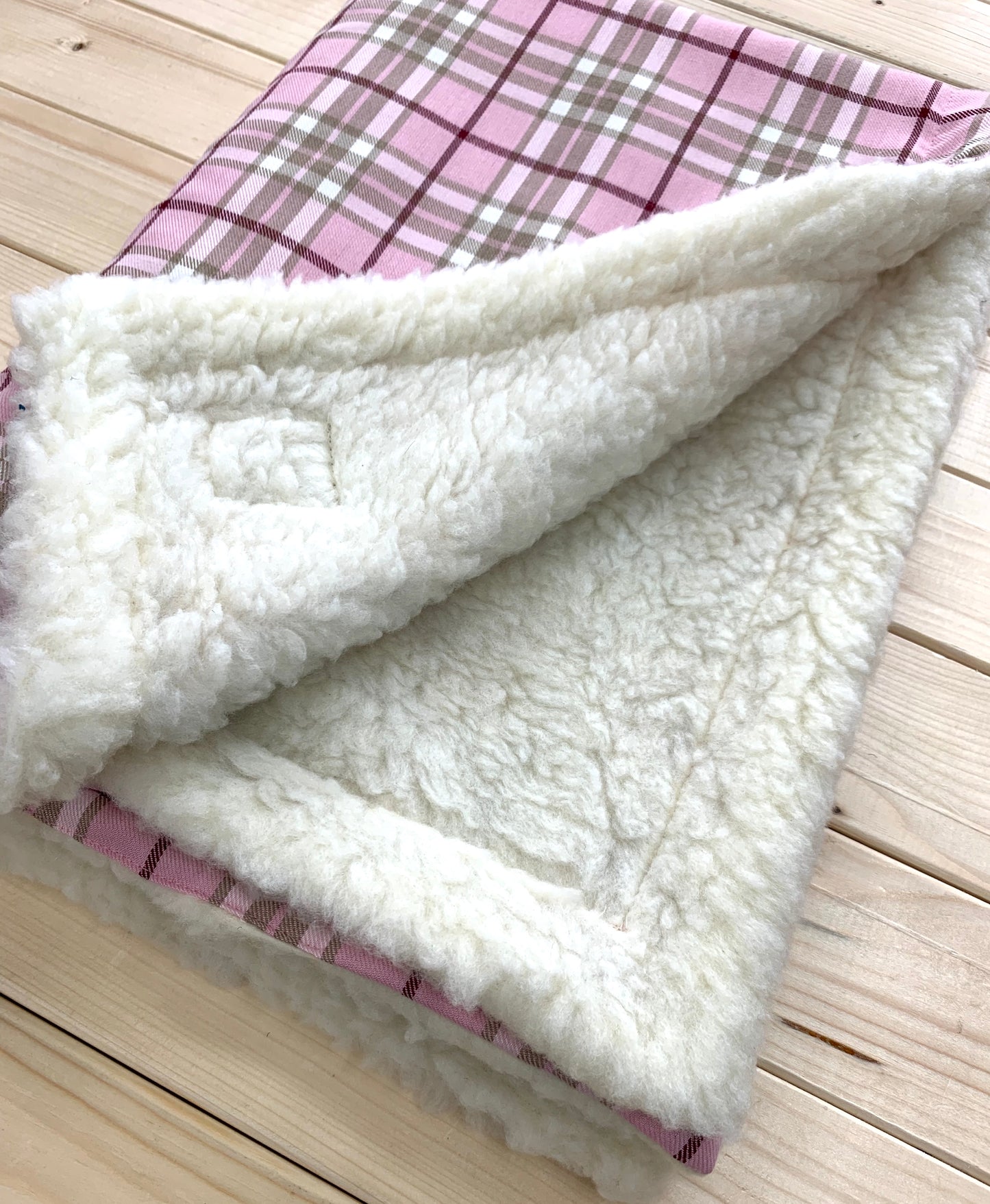 Pale Pink Tartan Dog Blanket