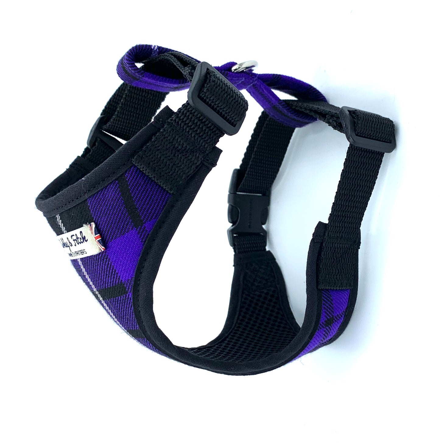 Purple Tartan Dog Harness