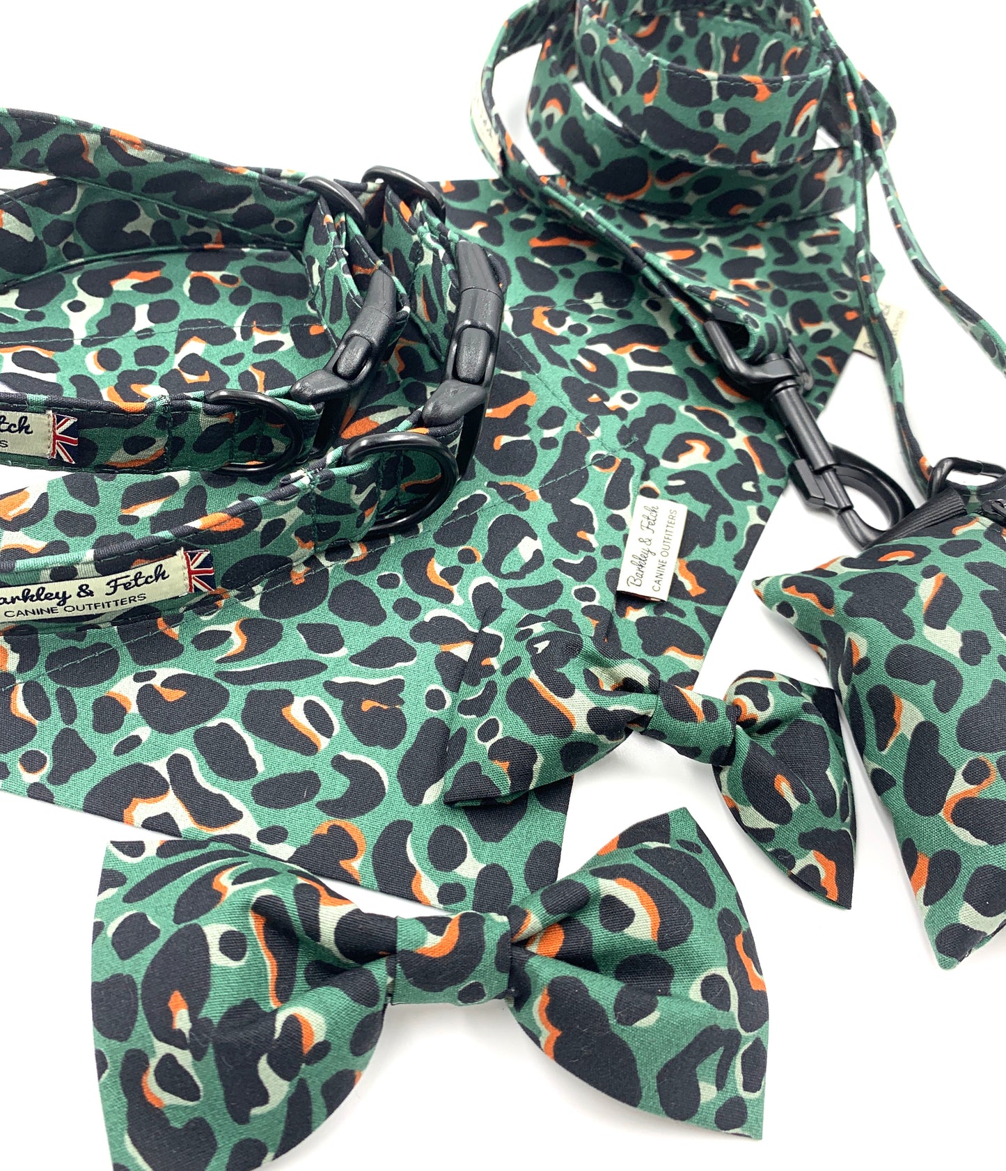 Green Leopard Print Dog Collar