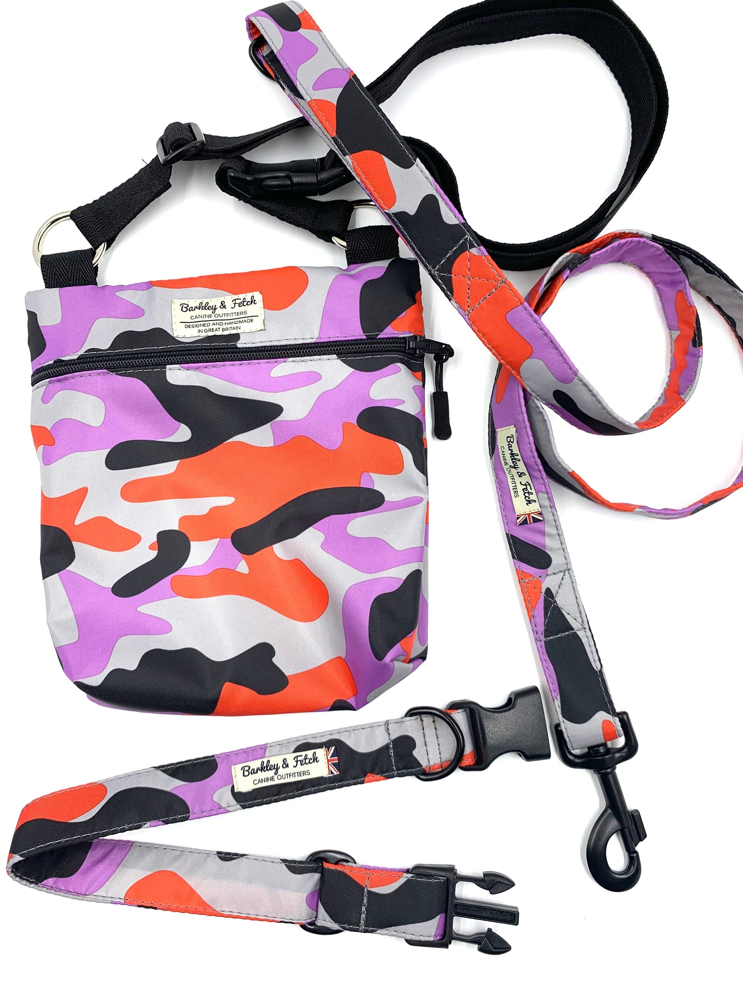 Lavender/Red Camo Dog Walk and Treat Bag