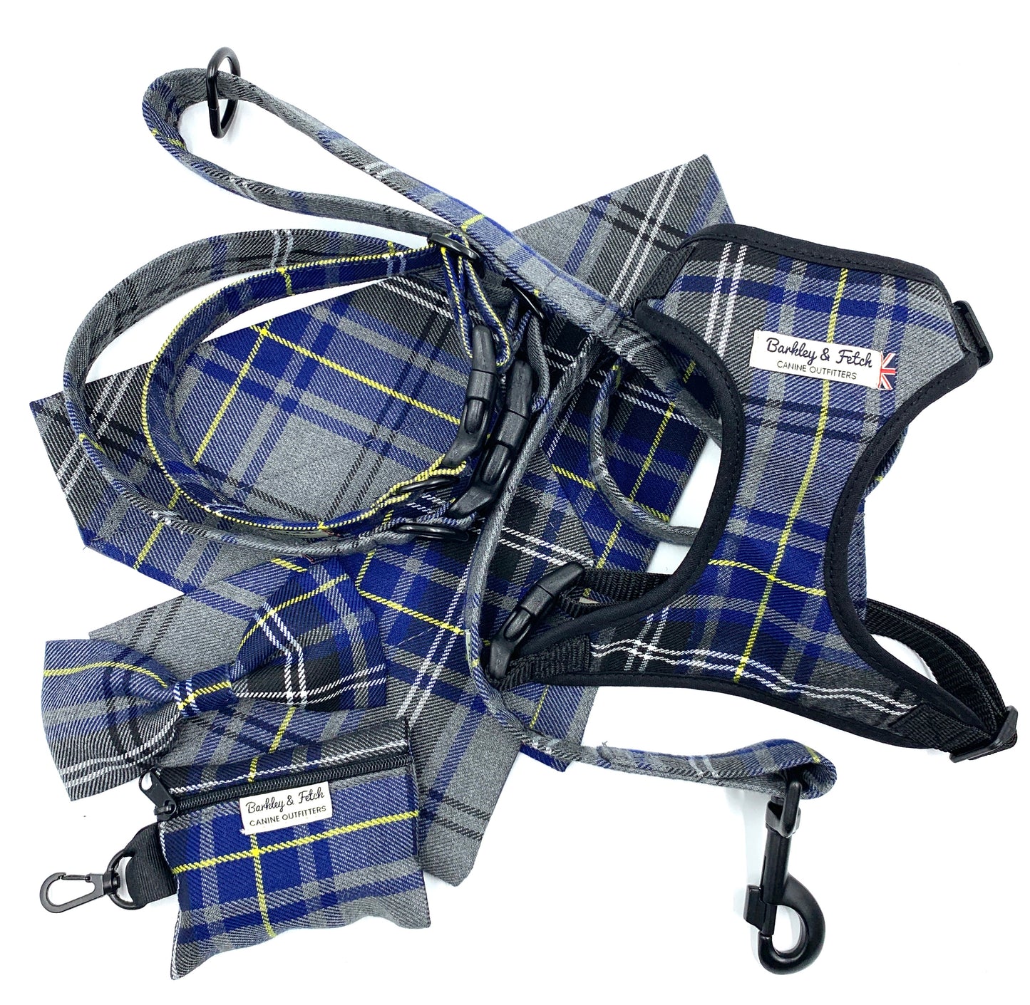 Navy/Grey Tartan Dog Bowtie