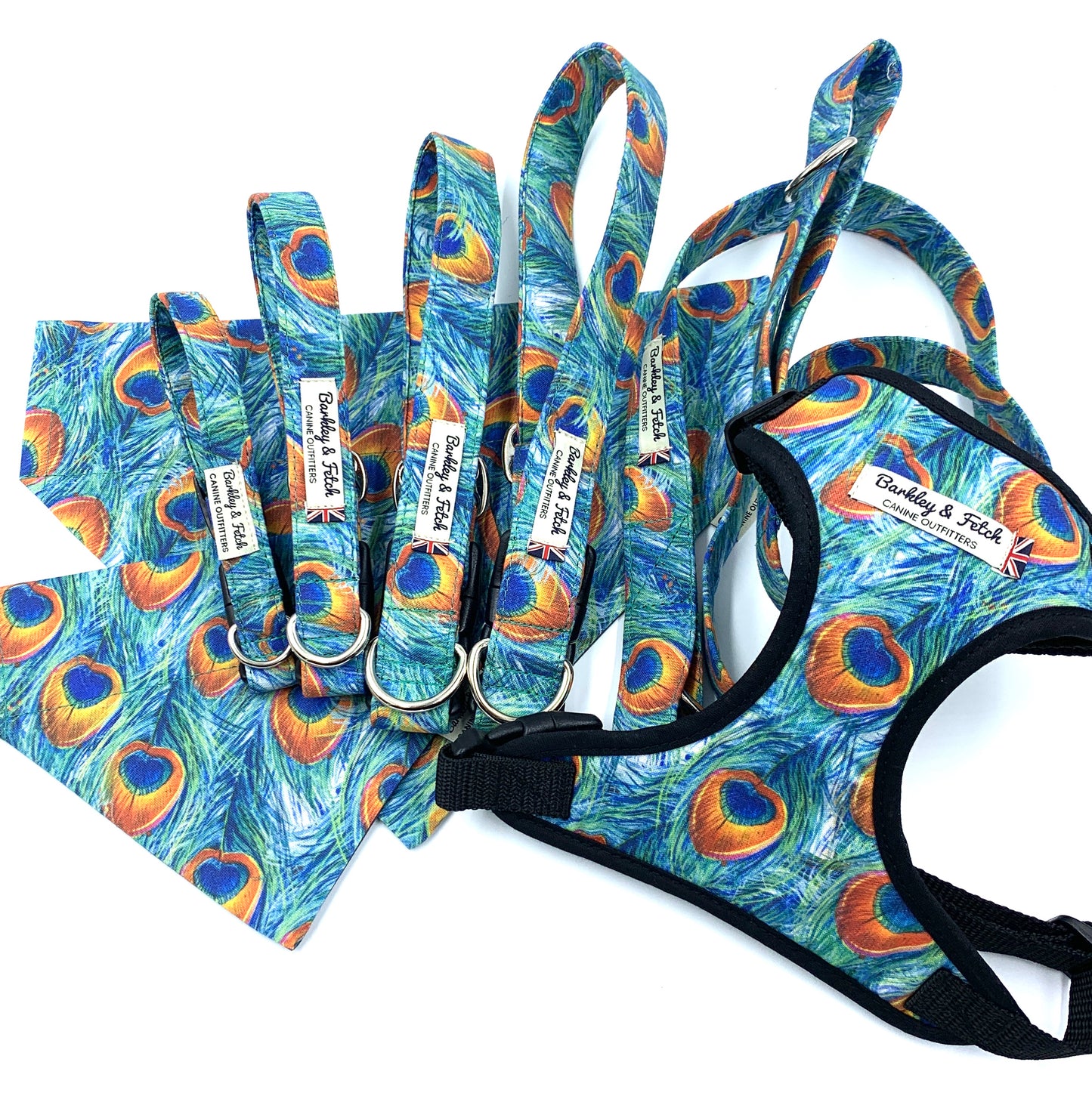 Peacock Feather Print Dog Lead