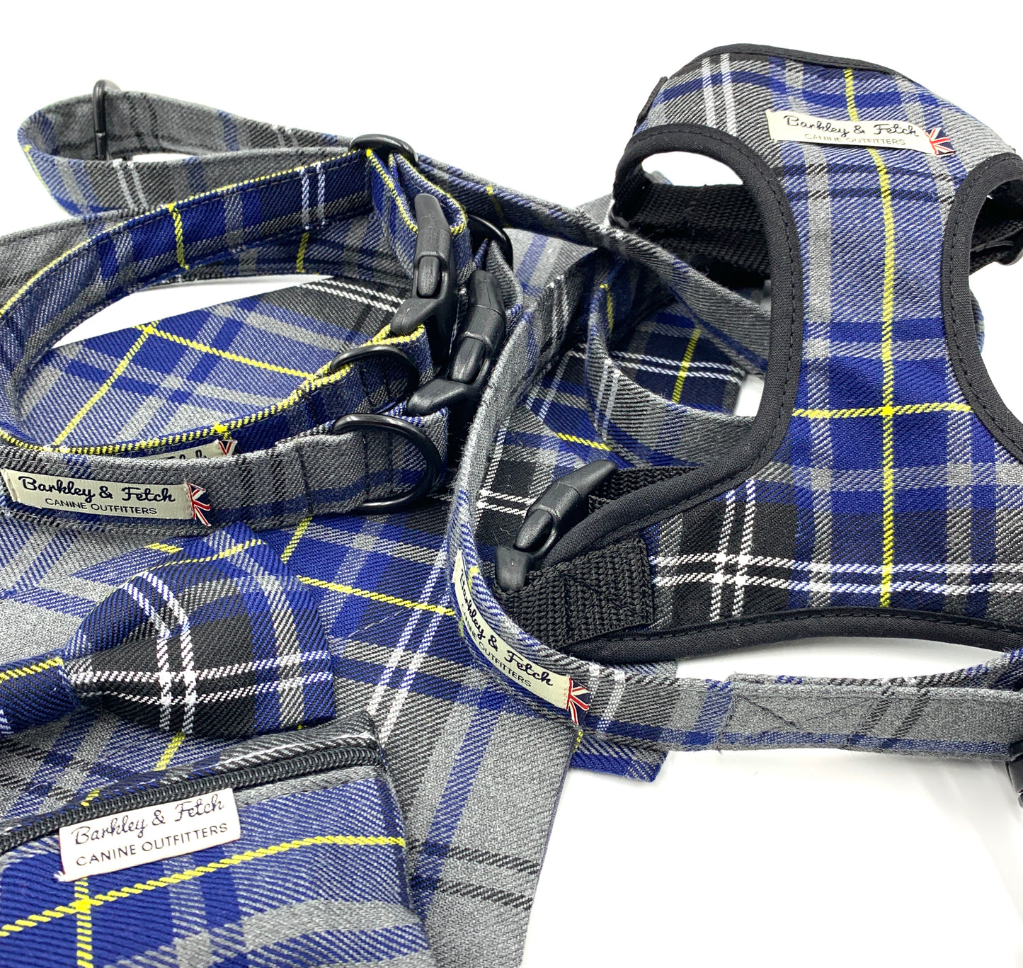 Navy/Grey Tartan Fabric Harness