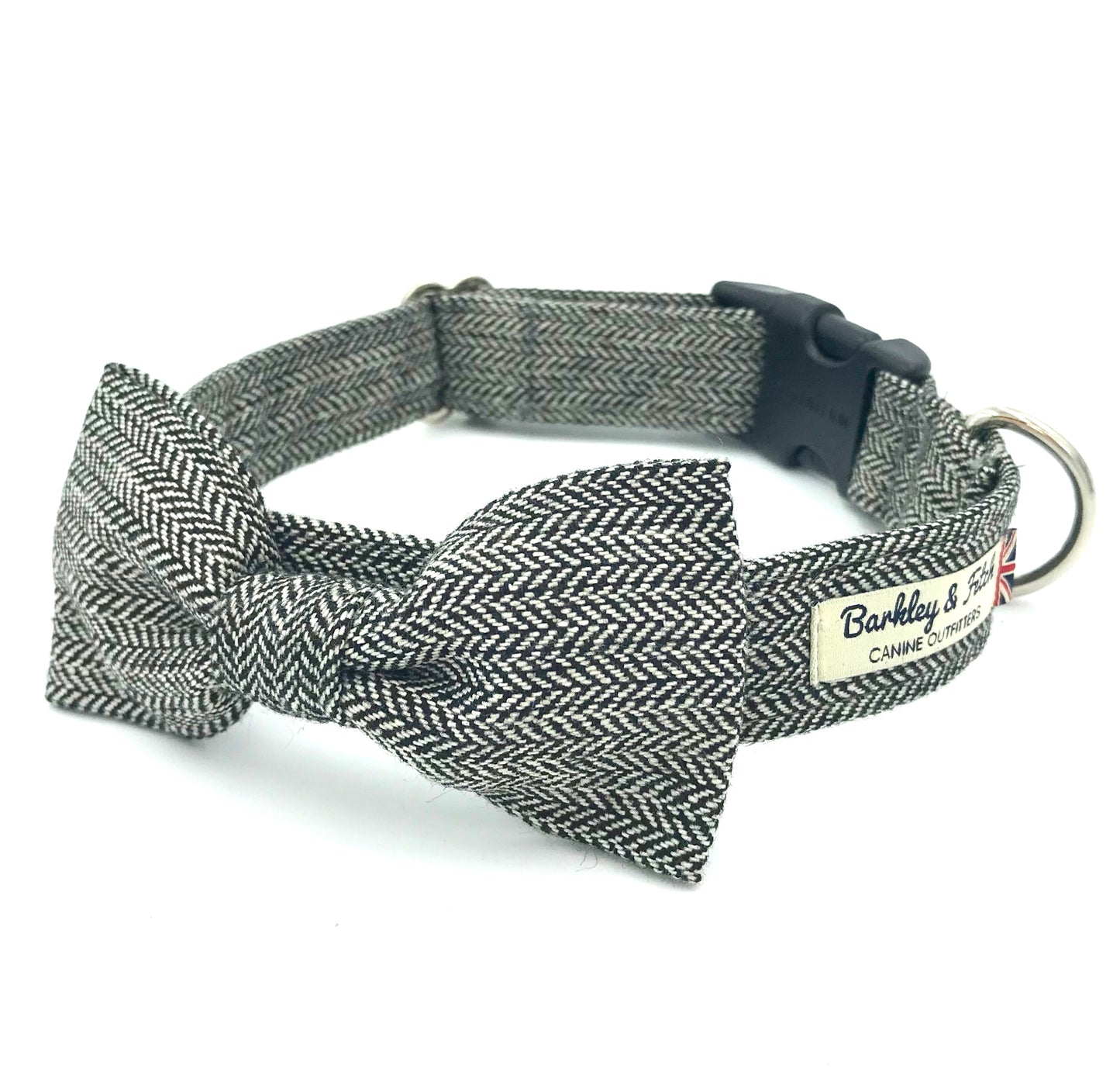 Grey Herringbone Dog Collar