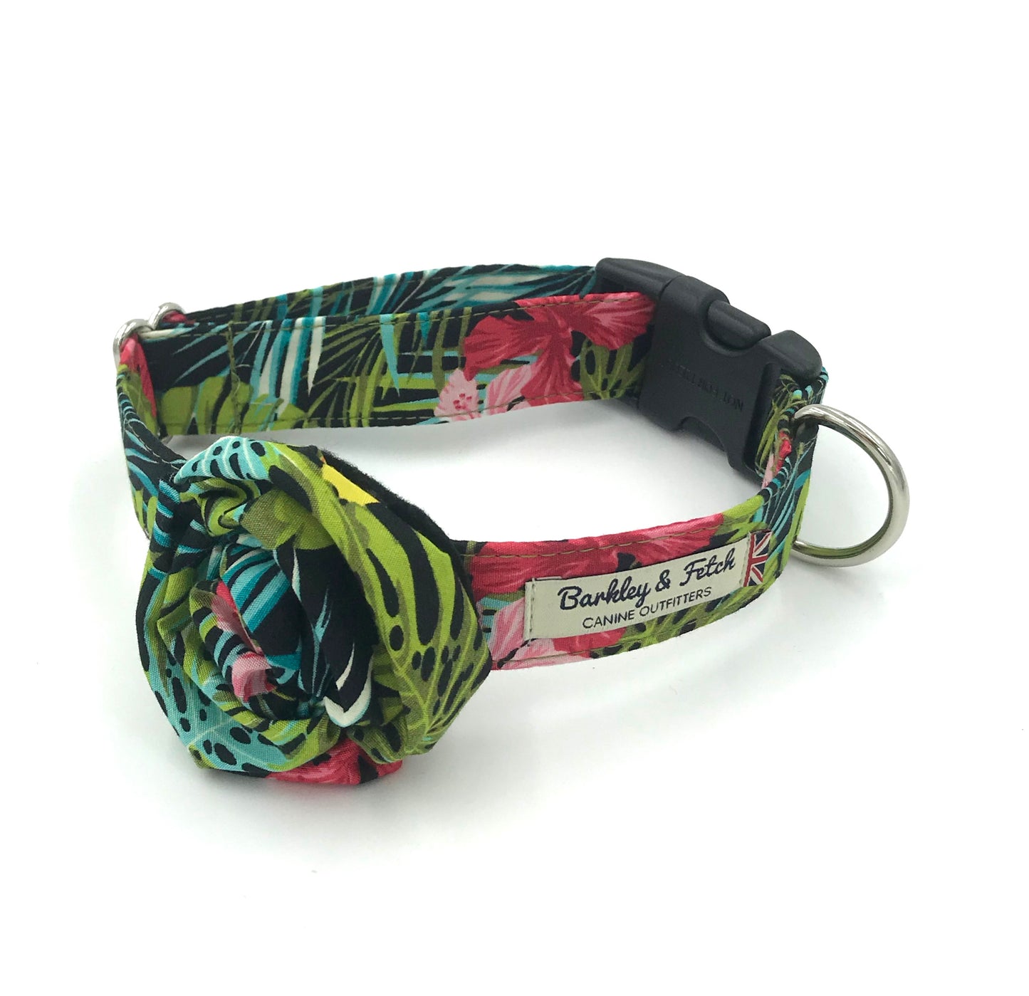 Green Tropical Print Dog Collar