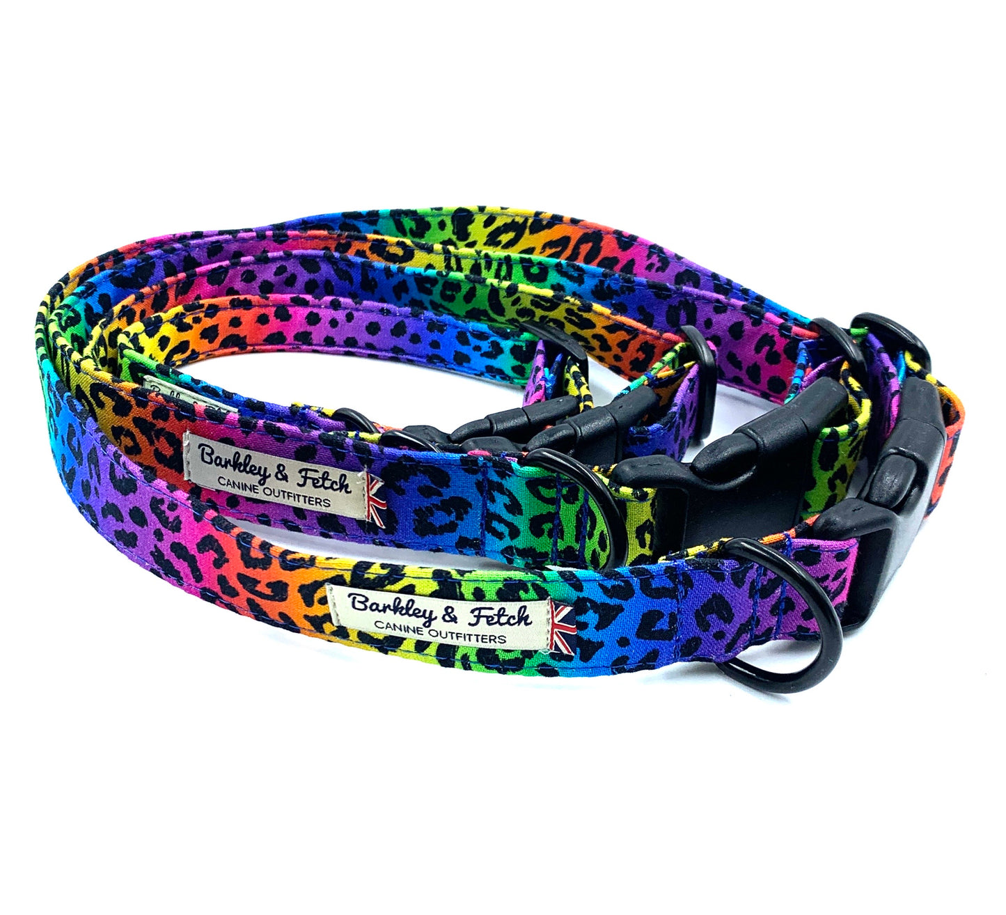 Rainbow Leopard Print Dog Collar