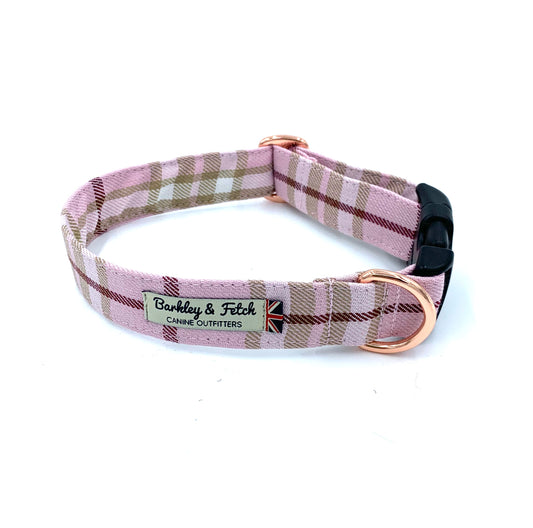 Pale Pink Tartan Dog Collar