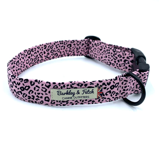 Pink Leopard Print Dog Collar