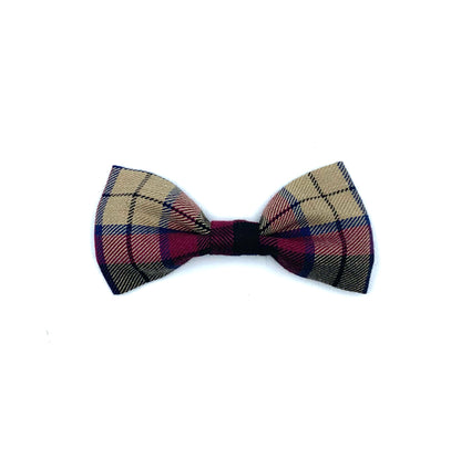 Wine Tartan Dog Bow