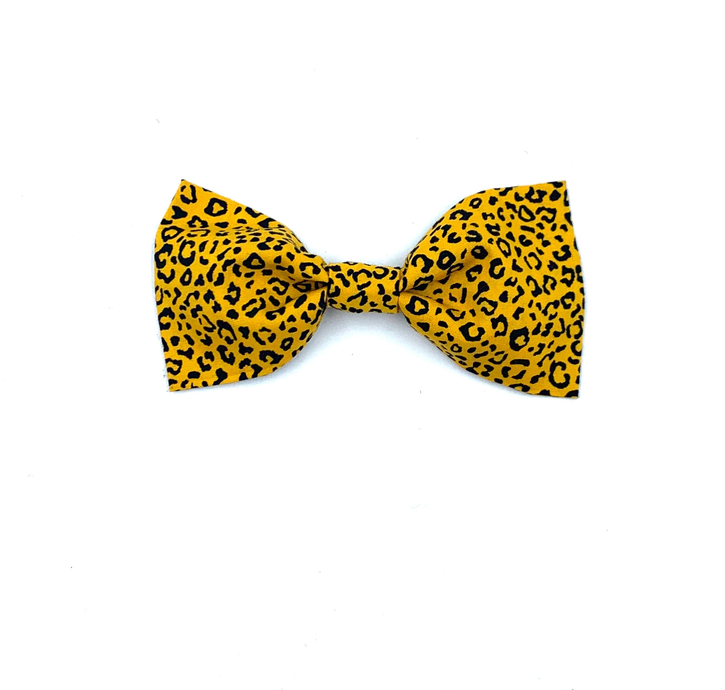 Ochre Leopard Print Dog Bow