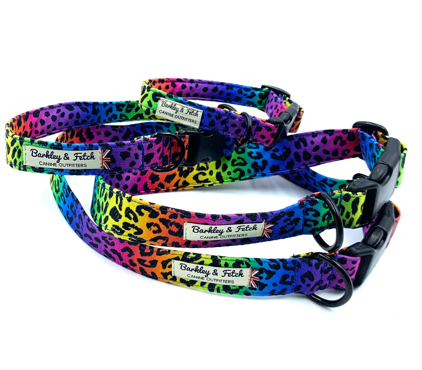 Rainbow Leopard Print Dog Collar