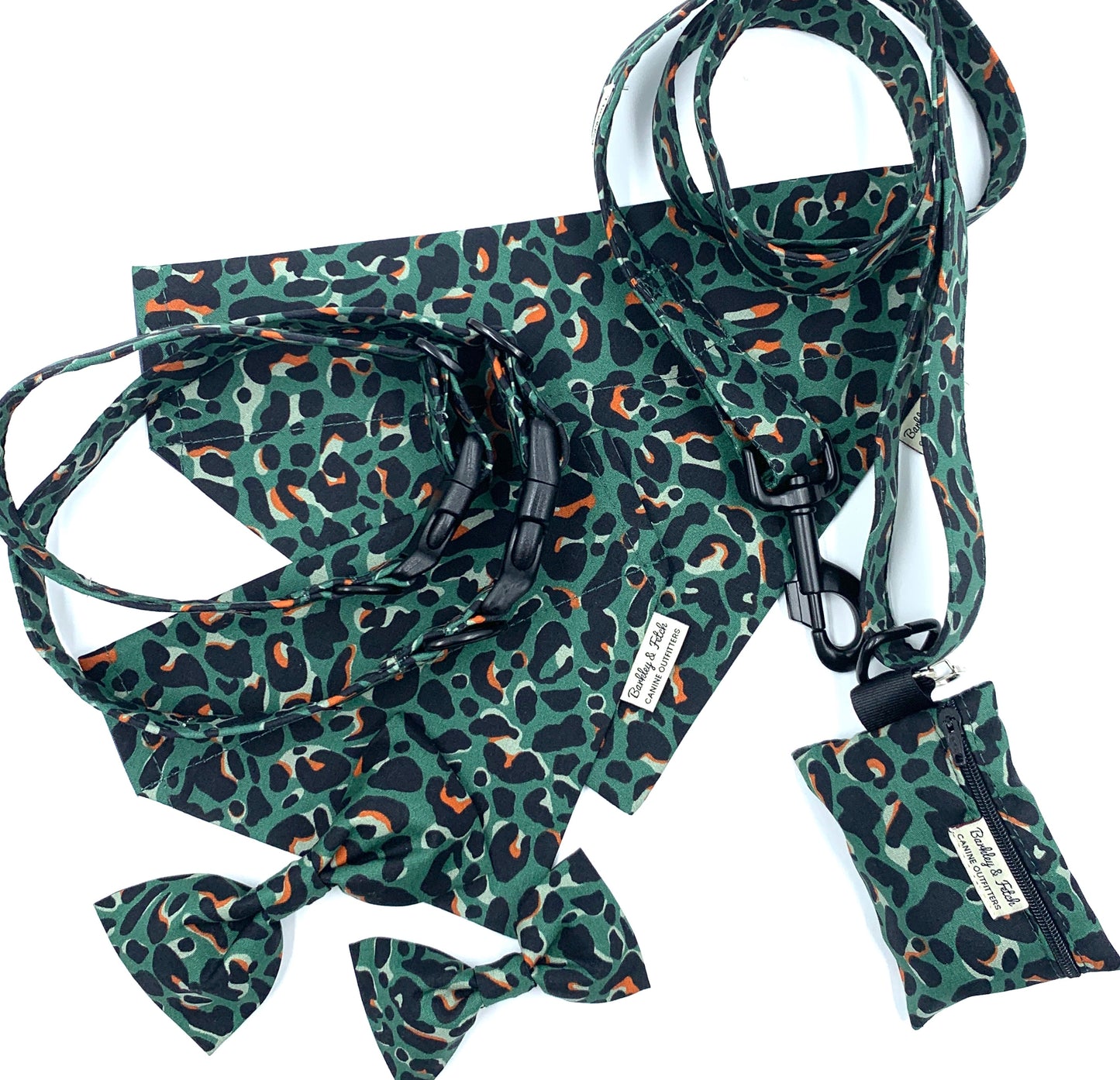 Green Leopard Print Fabric Harness