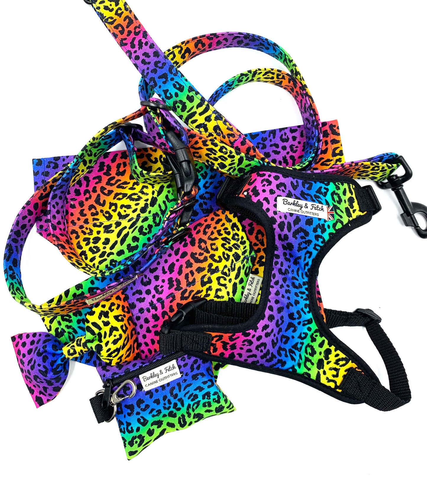 Rainbow Leopard Print Fabric Harness