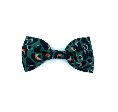 Green Leopard Print Dog Bowtie