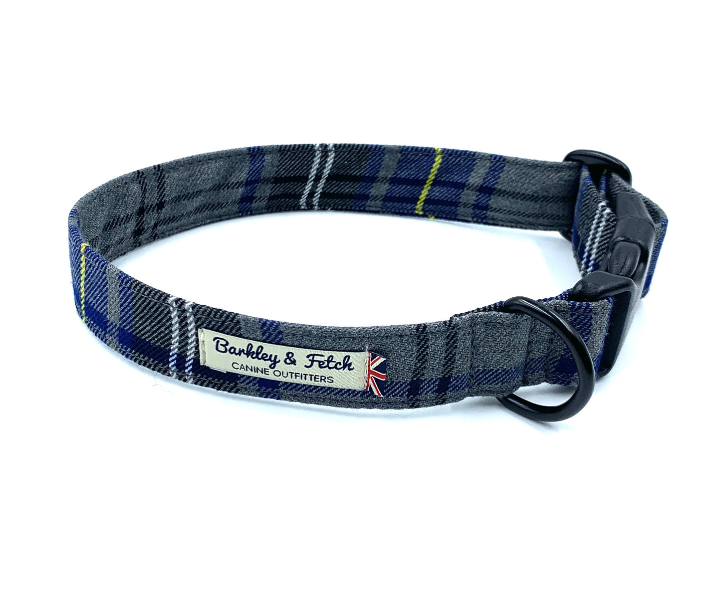 Navy/Grey Tartan Dog Collar