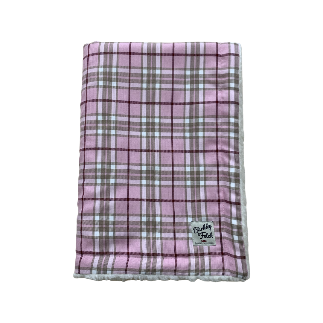 Pale Pink Tartan Dog Blanket