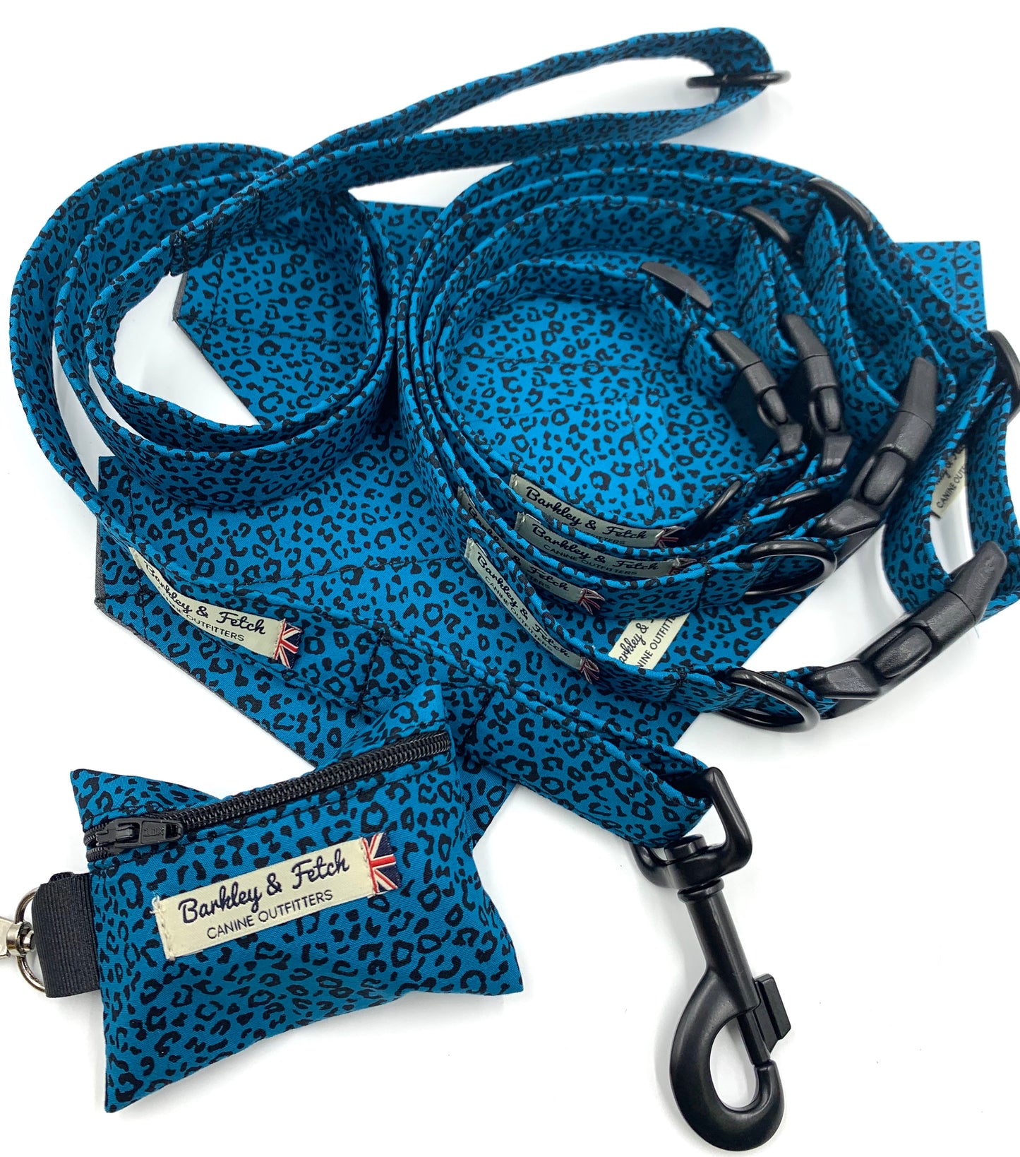 Teal Leopard Print Dog Collar