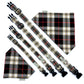 Plaid dog collars and bandanas on a white background