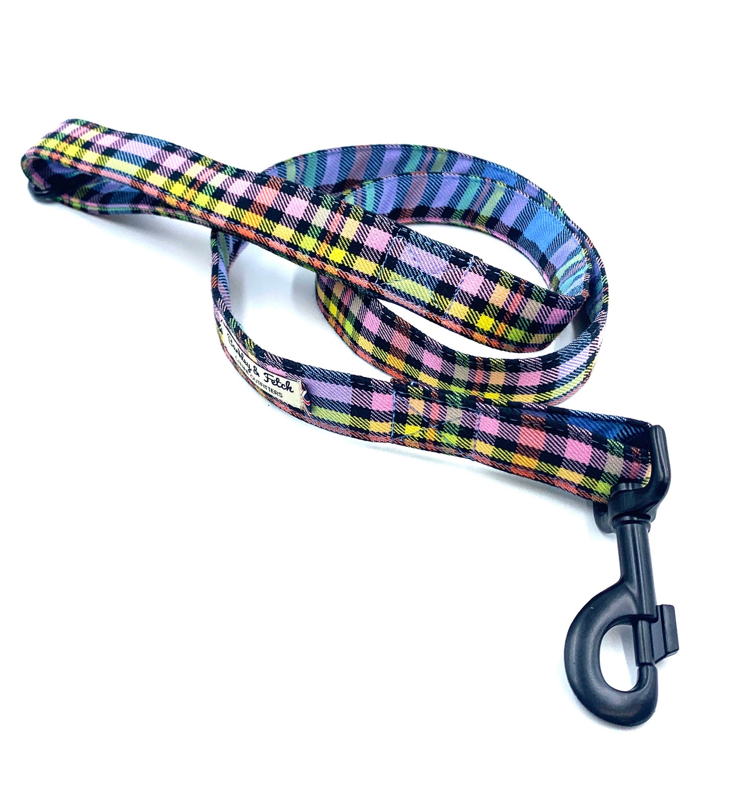 Pastel Rainbow Check Dog Lead