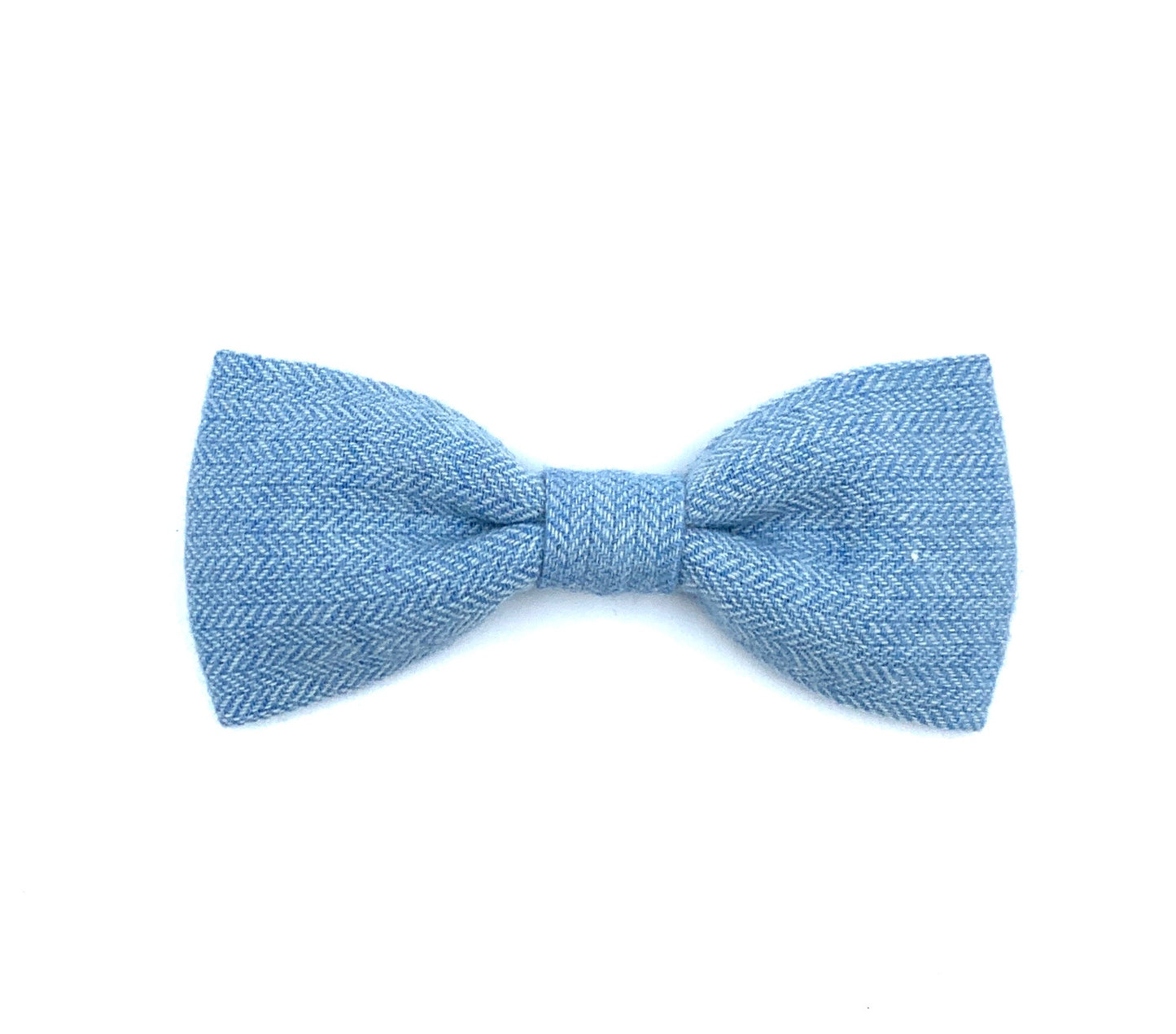 Pale Blue Herringbone Dog Bowtie