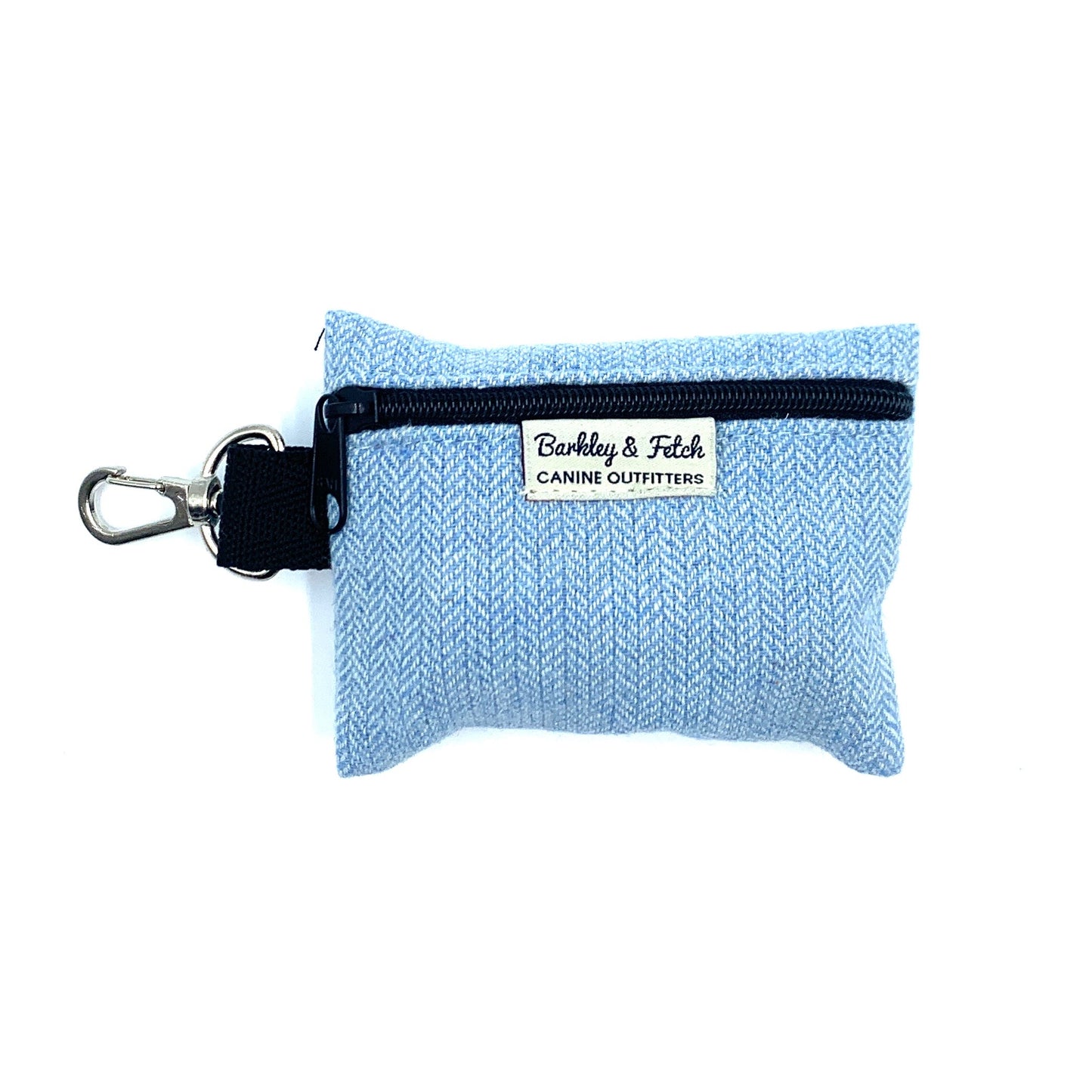 Pale Blue Herringbone Poo Bag Holder