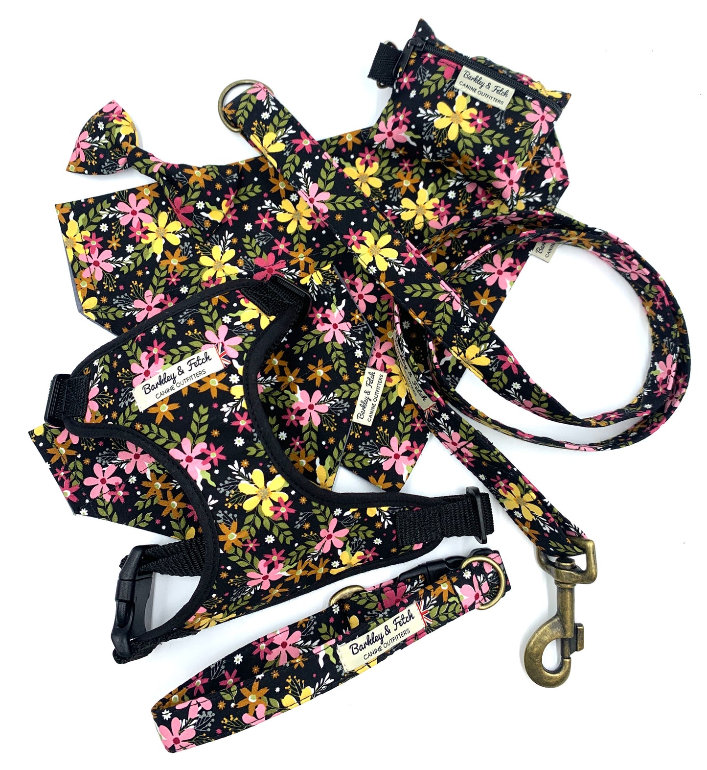 New Black Ditsy Floral Print Harness