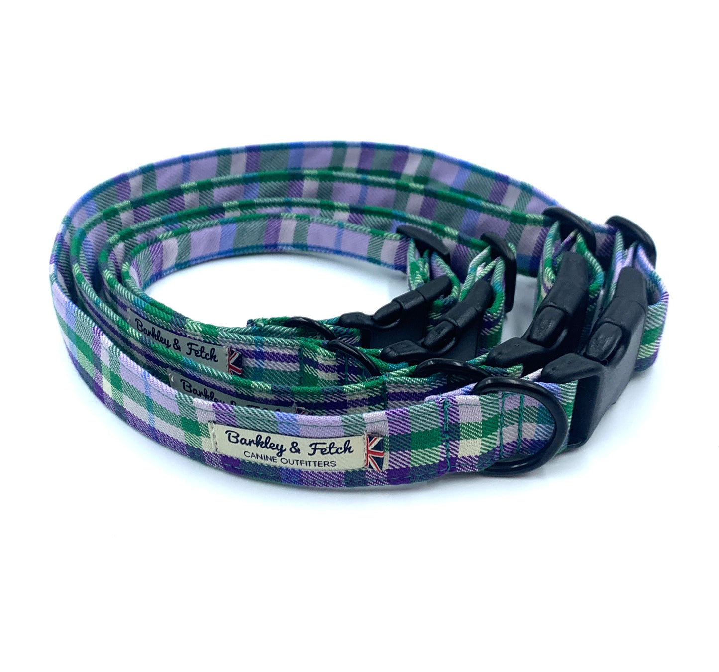 Green/Purple Check Dog Collar