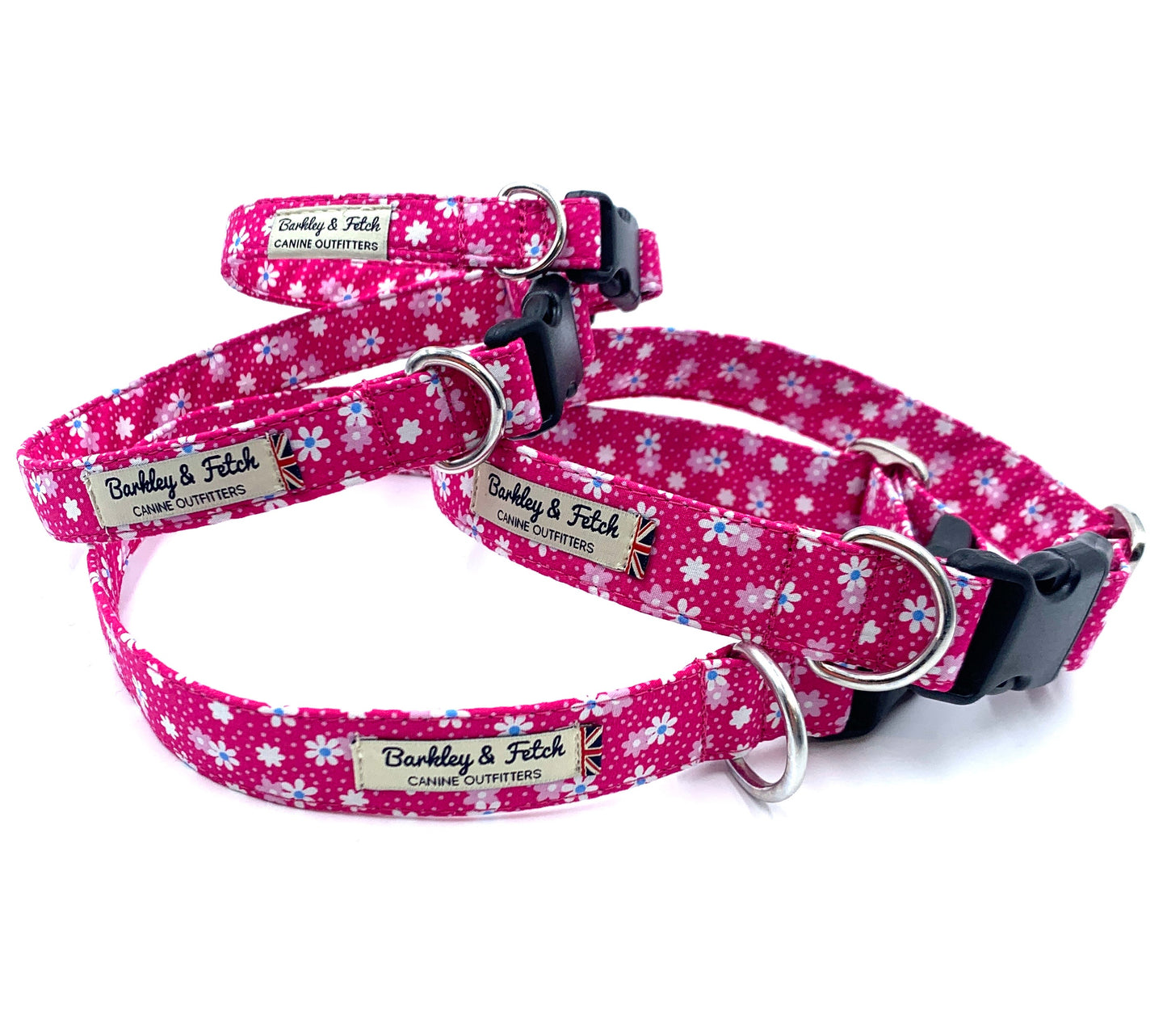 Hot Pink Floral Print Dog Collar