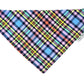 Colorful plaid bandana on a white background