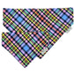 Colorful plaid patterned product on a white background