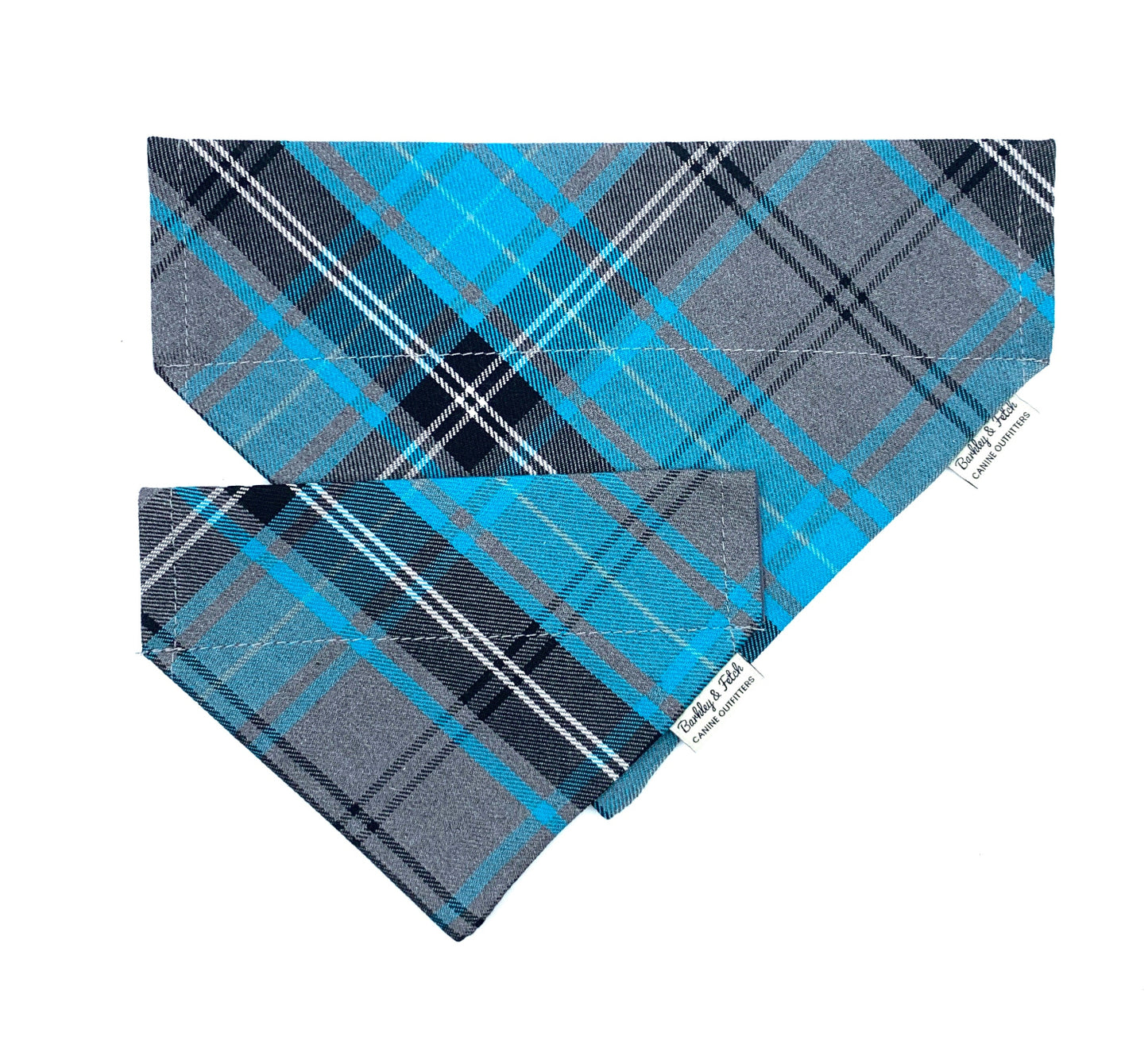 Turquoise and Grey Tartan Dog Bandana