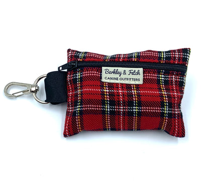 Red Tartan Poo Bag Holder